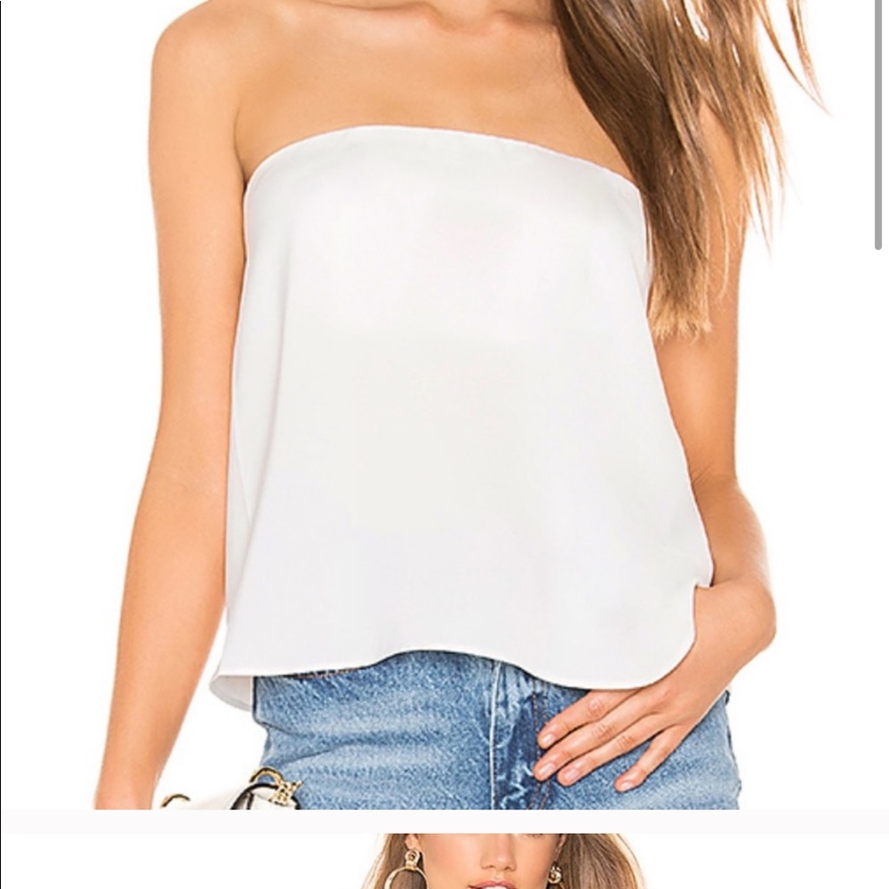 Super down white strapless top
